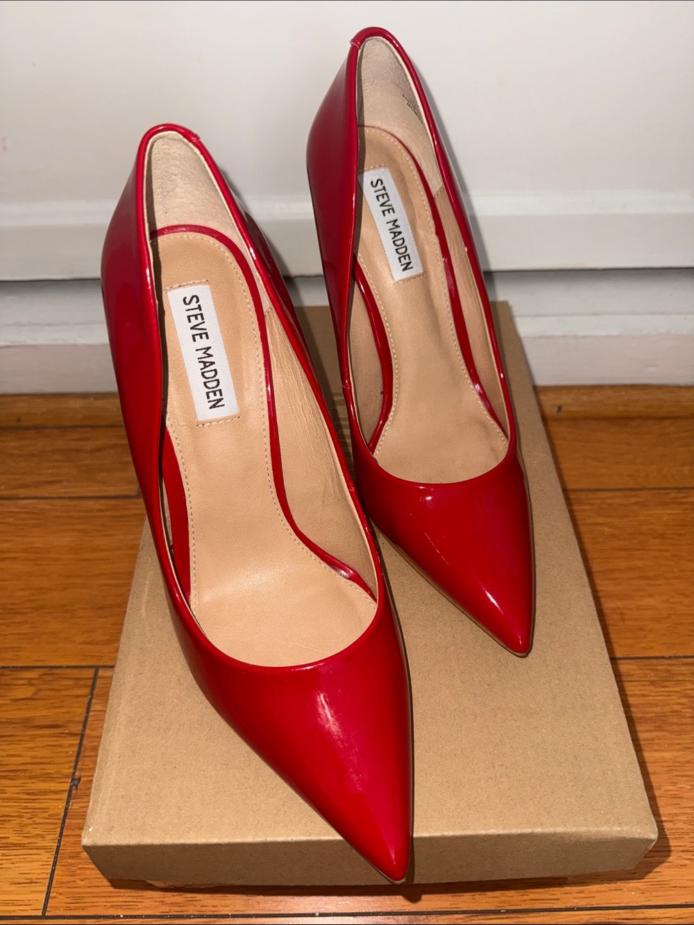 Steve Madden Red Patent Pointed-Toe Stiletto Heels